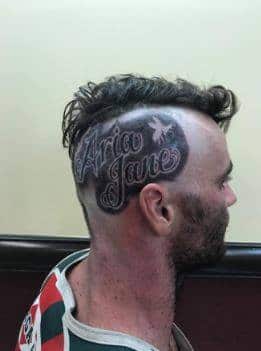 Leroy Killiby has recently shaved one side of his head and tattooed the words ‘Aria Jane’.