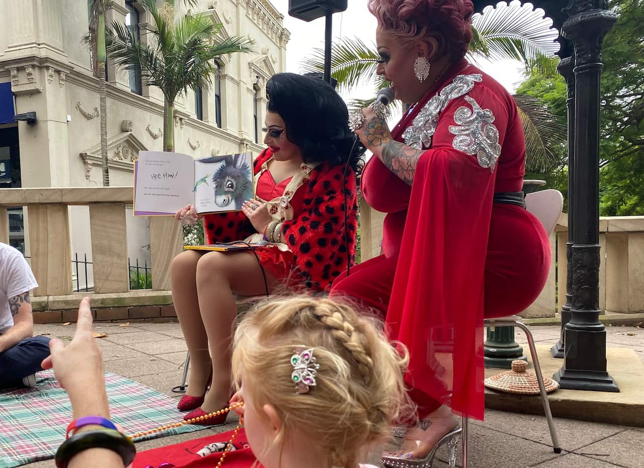 Dozens of parents and children took part.