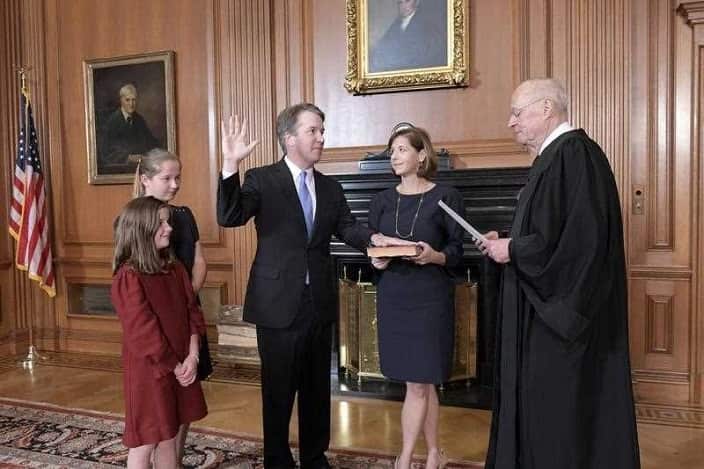 Brett Kavanaugh is sworn in as a judge of the United States Supreme Court 