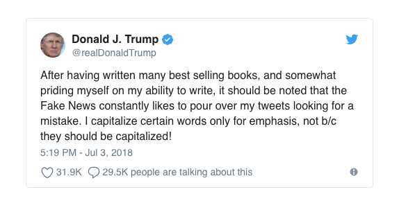 Donald Trump's original tweet before the message was deleted.