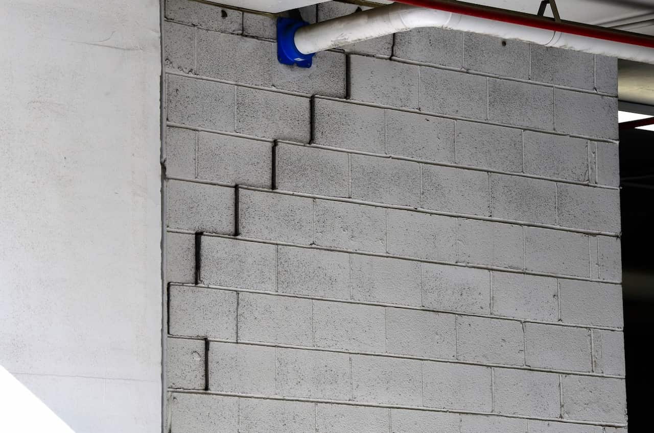 A crack is seen in the structure of the Mascot Towers in Mascot, Sydney, Saturday, June 15, 2019