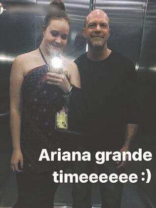 Peta and her father before the concert in Manchester.