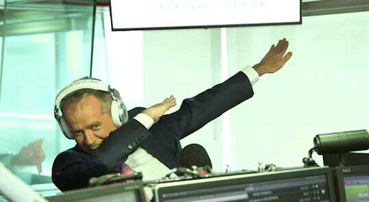 Labor leader Bill Shorten 'dabbing' after the rap battle.