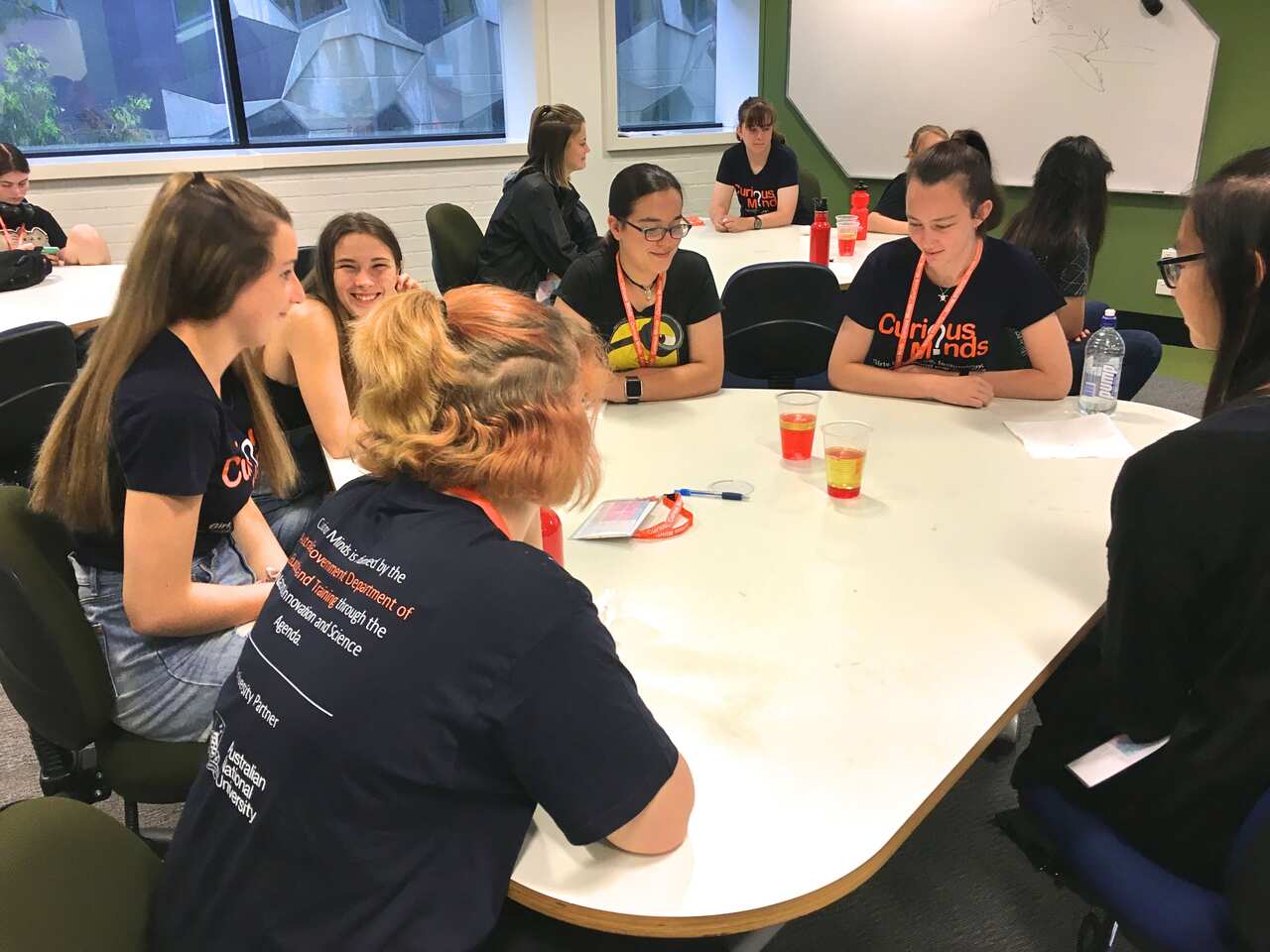 Students in the program model the speed at which the CO2 bubbles rise through liquids of different viscosities 