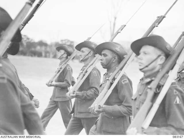 Captain Reg Saunders during graduation parade from officer training.