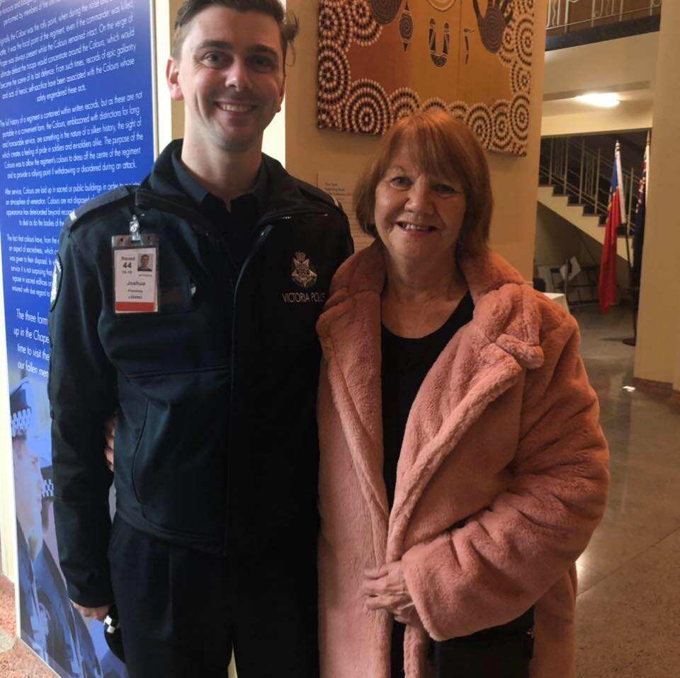 Constable Josh Prestney and his grandmother Eliza Anderson.