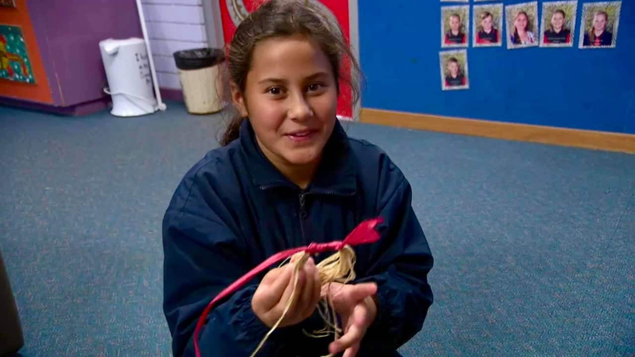 Students took part in a weaving workshop.