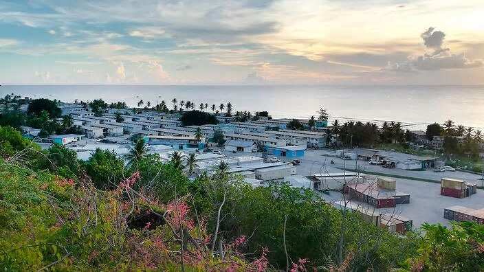 The settlements and hospital on the island of Nauru.