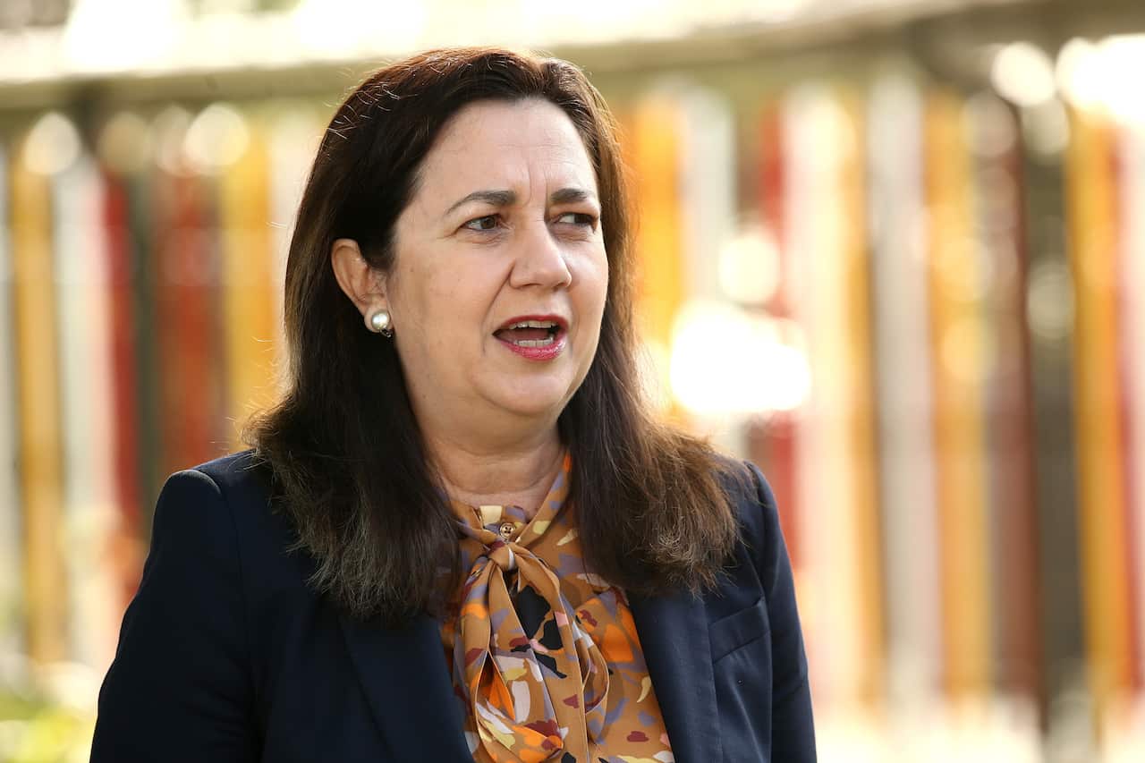 Queensland Premier Annastacia Palaszczuk speaks to the media during a press conference in Brisbane, Tuesday, June 22, 2021. (AAP Image/Jono Searle) NO ARCHIVING