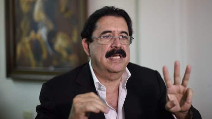 Former Honduran President Manuel Zelaya speaks during an exclusive interview with AFP in Tegucigalpa, on 5 December, 2017. 