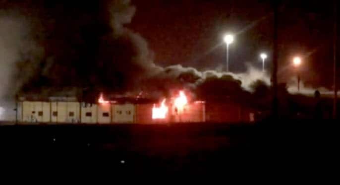 Video footage posted online by the Nine Network showed a section of the centre well alight and thick smoke billowing.