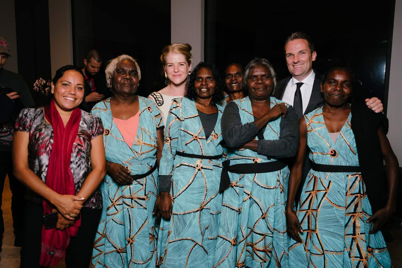 The Babbarra team with Brendan Berne, Australian Ambassador to France