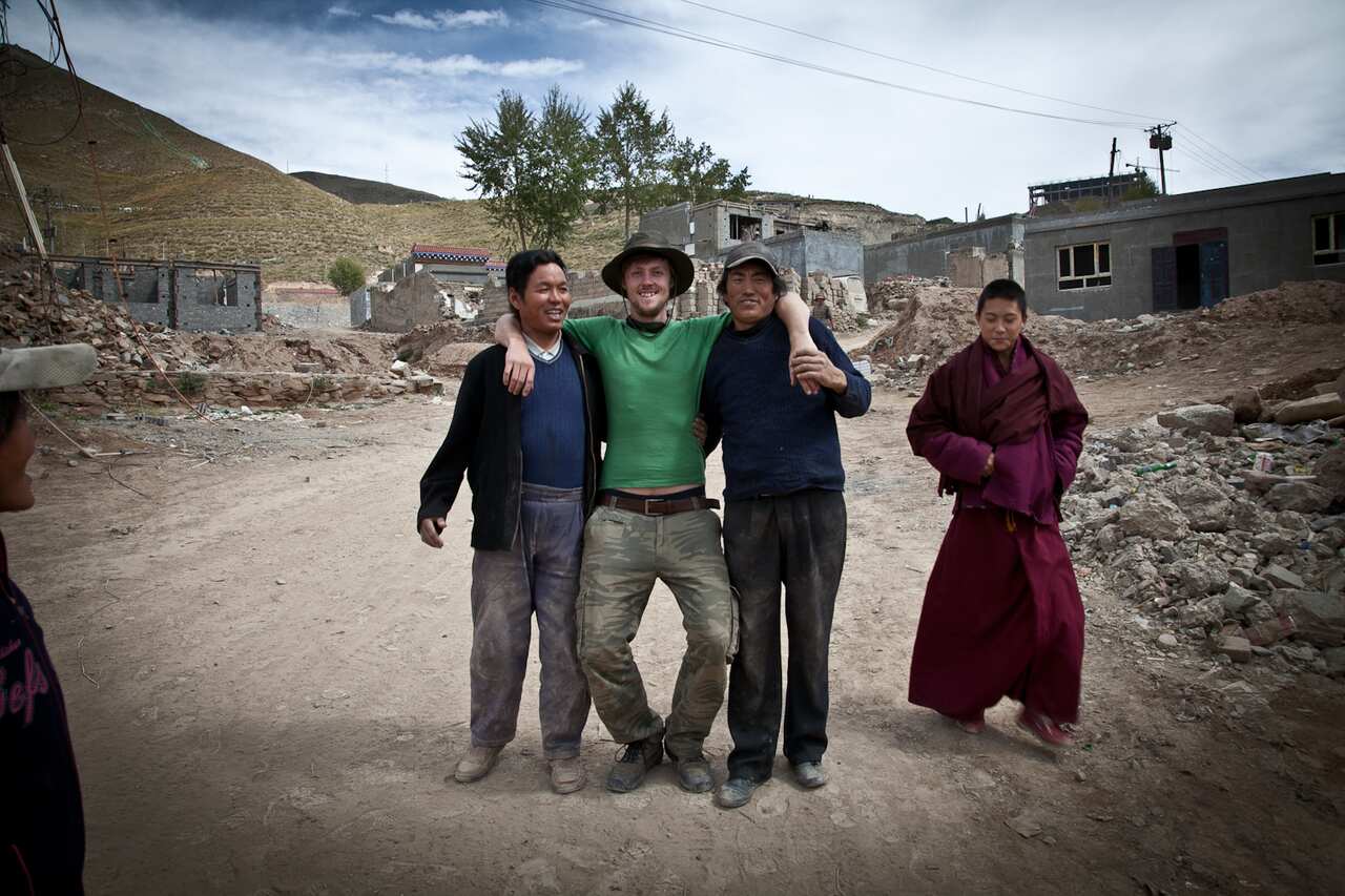 Ryan Jasper with Tibetan locals.