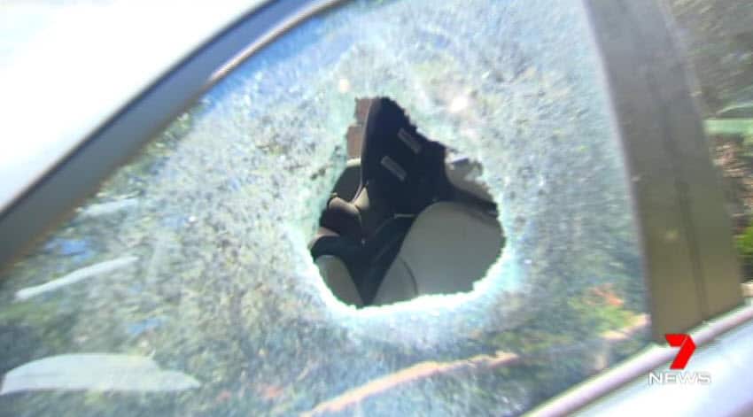 The car after police smashed the window to rescue the child. 