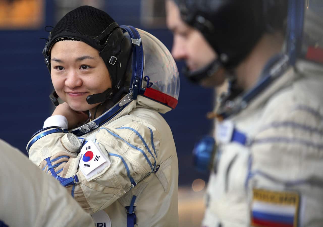 Astronaut So-Yeon Yi of South Korea attends a training session in Star City outside Moscow on March 18, 2008. (DMITRY KOSTYUKOV/AFP/Getty)