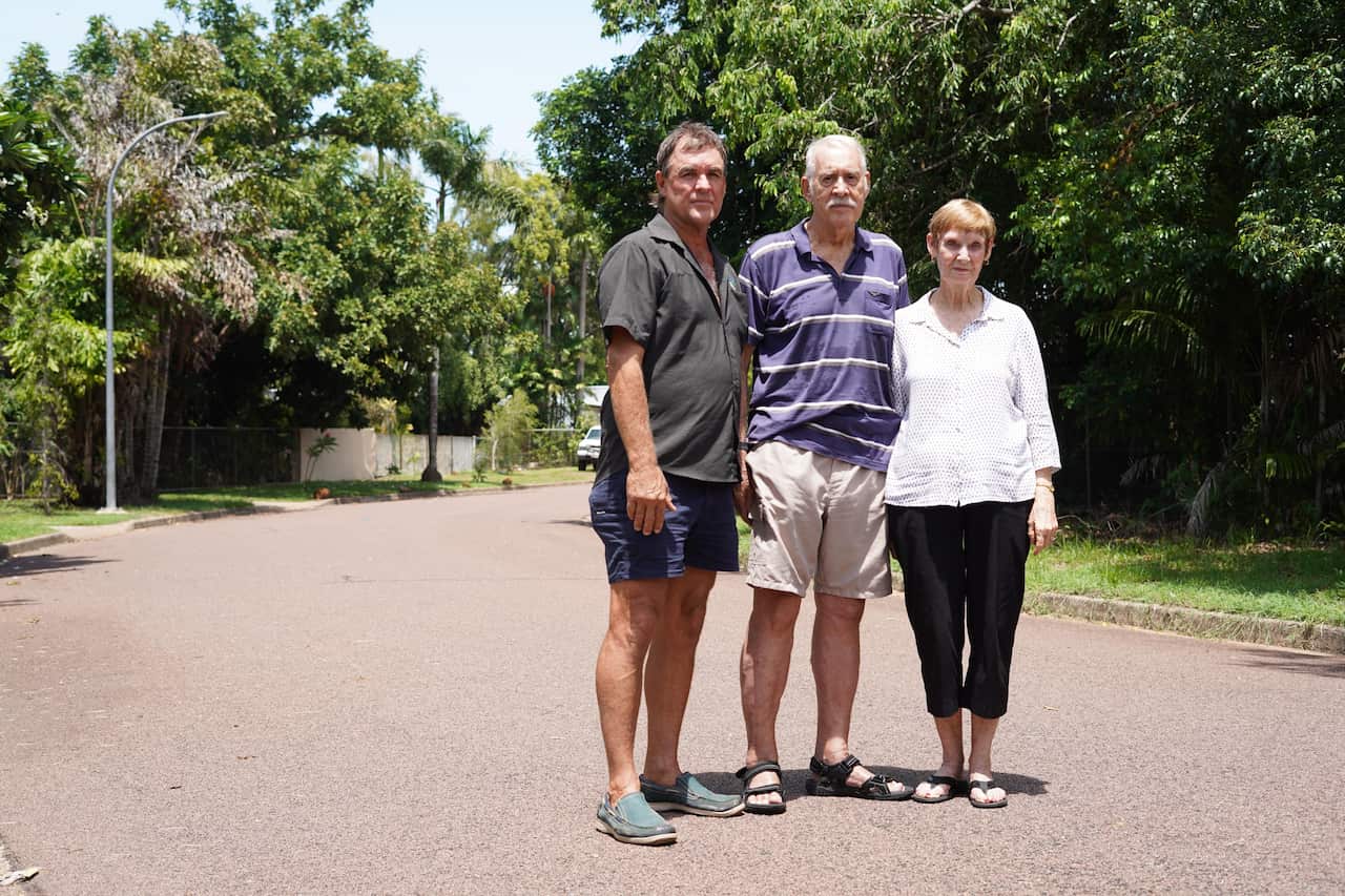 (L to R) Richard Crooks, John Phillips and Tricia Phillips were all survivors of Cyclone Tracy.