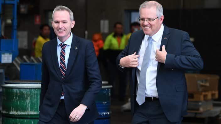 Prime Minister Scott Morrison, right, with David Coleman in Sydney.