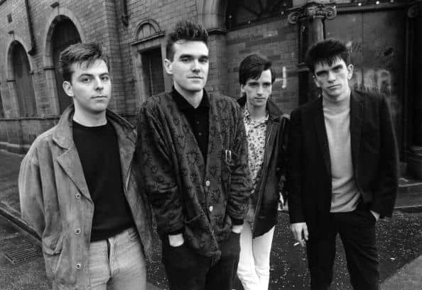 The Smiths outside Salford Lads Club, Queen Is Dead sessions (Photo by Stephen Wright/Redferns)