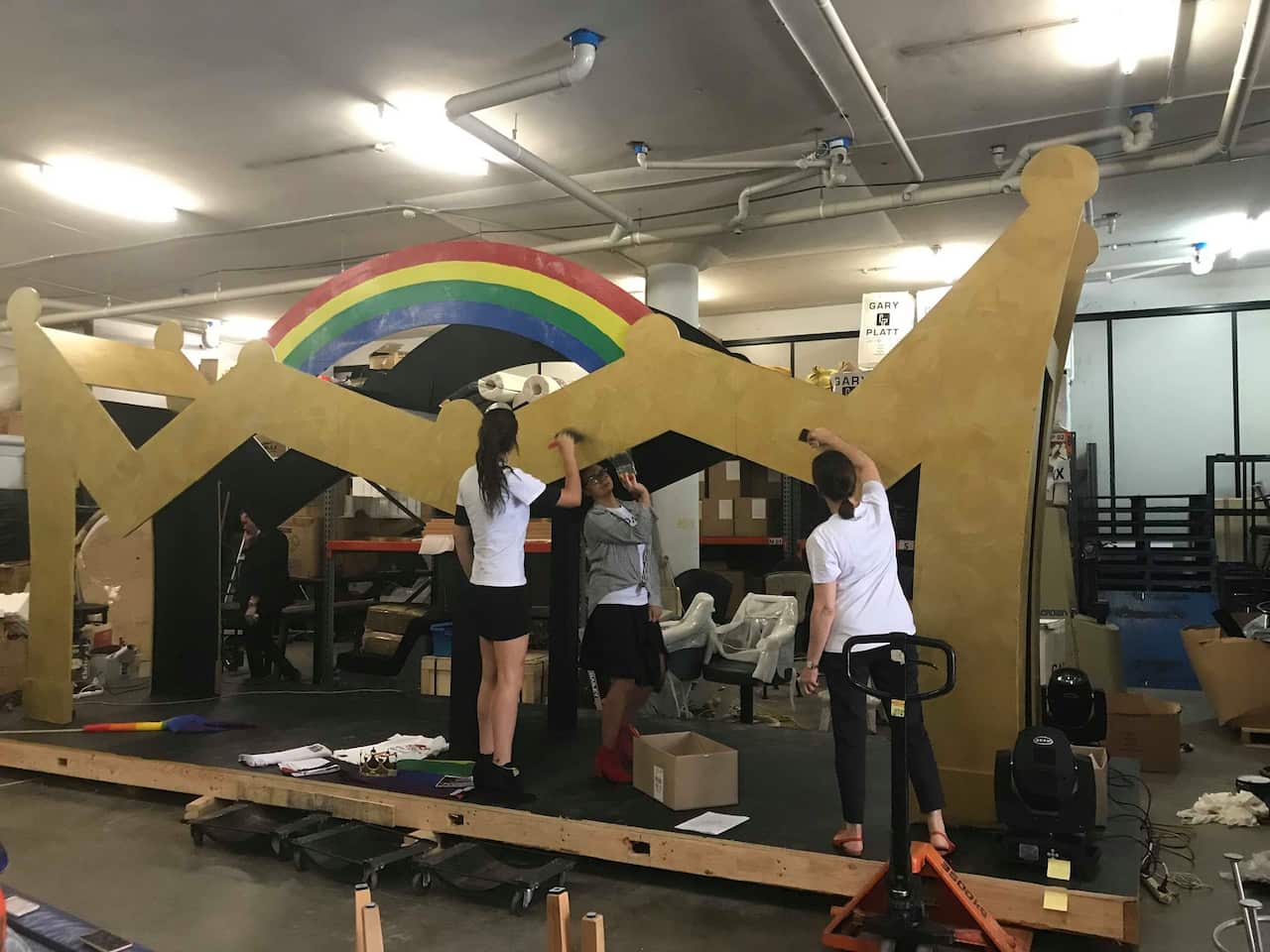 Preparations have begun on the Harvey Milk Foundation float for this weekend's celebrations.