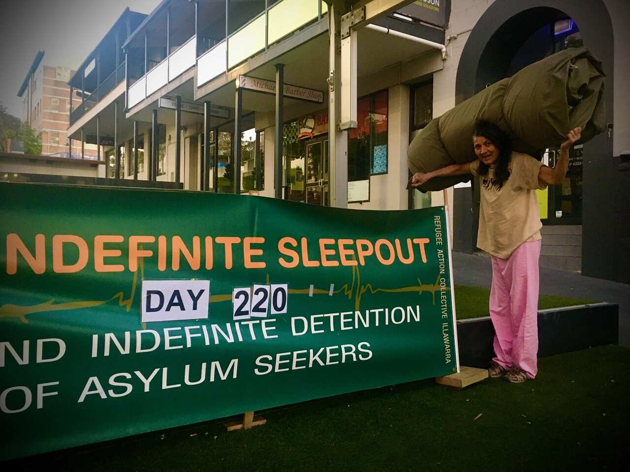 Rahima pictured has participated in the indefinite sleep-put since August 2019.