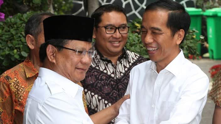 Prabowo Subianto meets his political rival Joko Widodo.