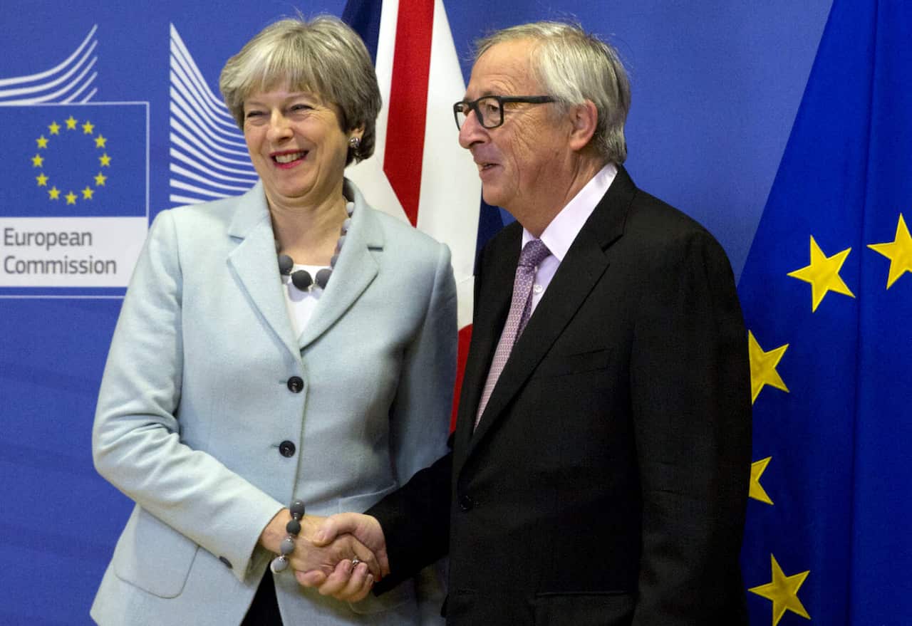 British Prime Minister Theresa May and European Commission President Jean-Claude Juncker.