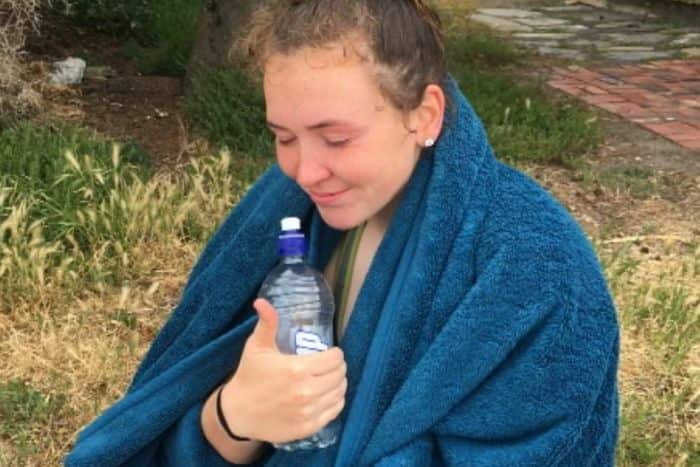 Sarah Williams after the shark attack. Today her father and brother will be awarded for the bravery shown saving her life.