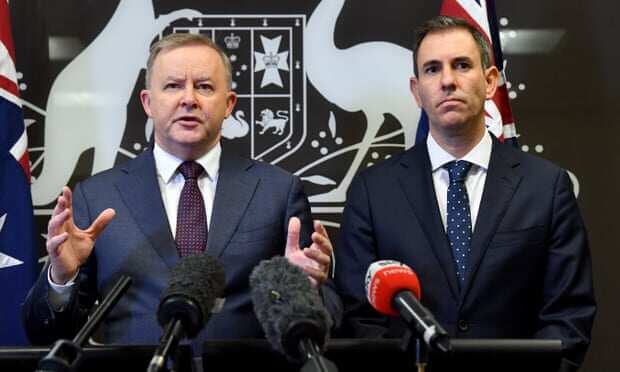 The Labor leader, Anthony Albanese, and shadow treasurer Jim Chalmers, who says the opposition’s support for the Coalition’s income tax cuts is a given. 