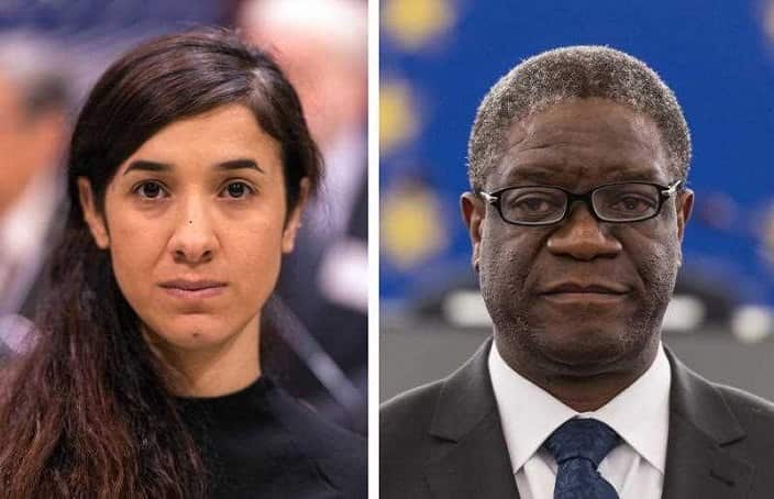 Nobel Peace Prize winners Nadia Murad and Denis Mukewege
