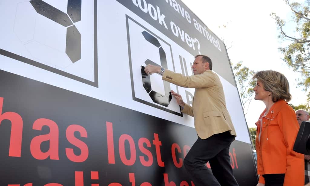 Tony Abbott boat arrival billboard