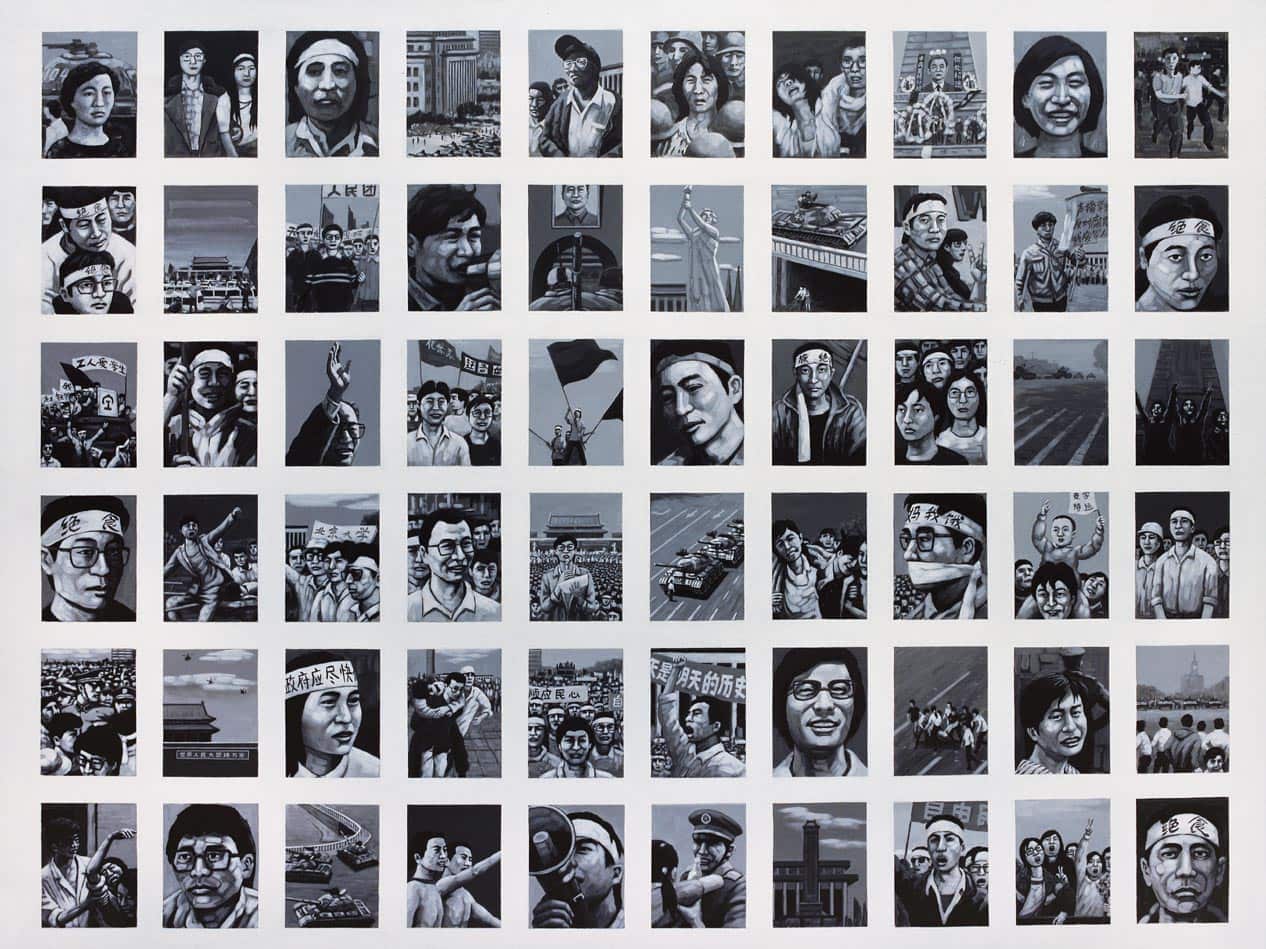 Chinese artist Liu Yi painted a series of black-and-white portraits of those he imagined had been killed during the June 1989 crackdown on protesters in Beijing's Tiananmen Square (Liu Yi)