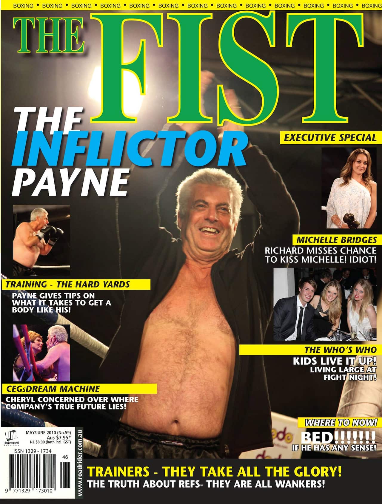 A mock-up magazine cover of Richard "Inflictor" Payne, created by a family member to commemorate his fight.