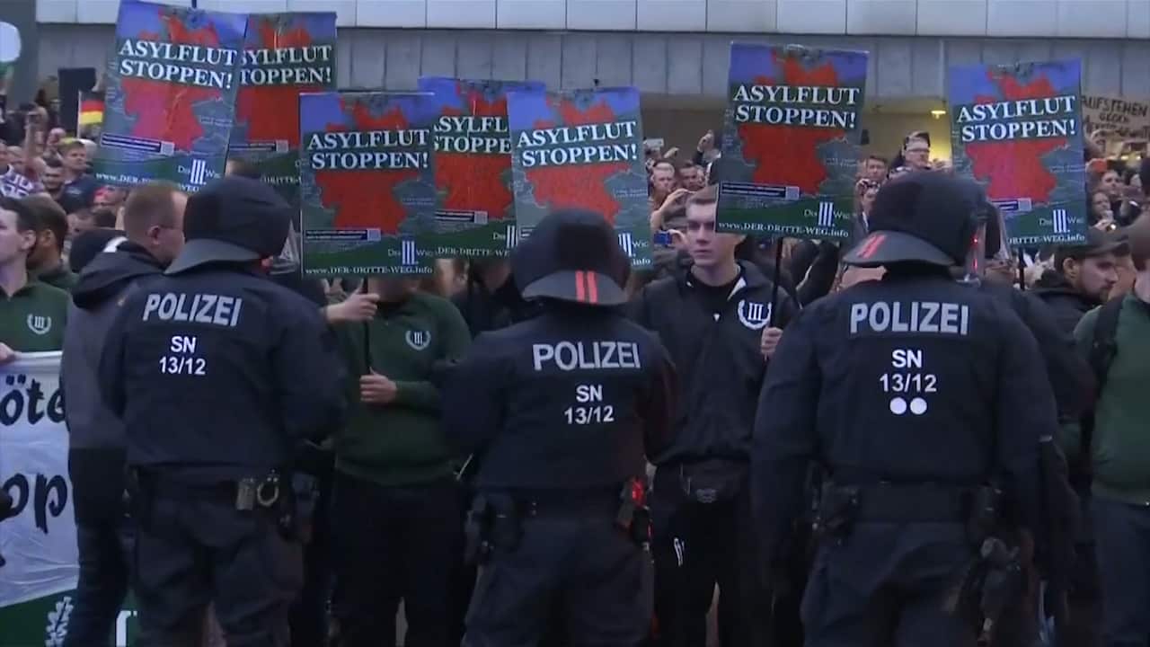 Several people were injured as thousands of far-right protesters rallied Monday in the eastern German city of Chemnitz