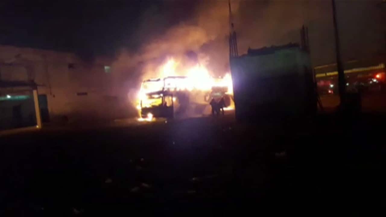 Initial reports said an electrical fault at the rear of the bus triggered the blaze.
