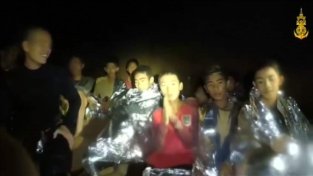 New footage has emerged of the Thai boys trapped in a cave in Thailand.
