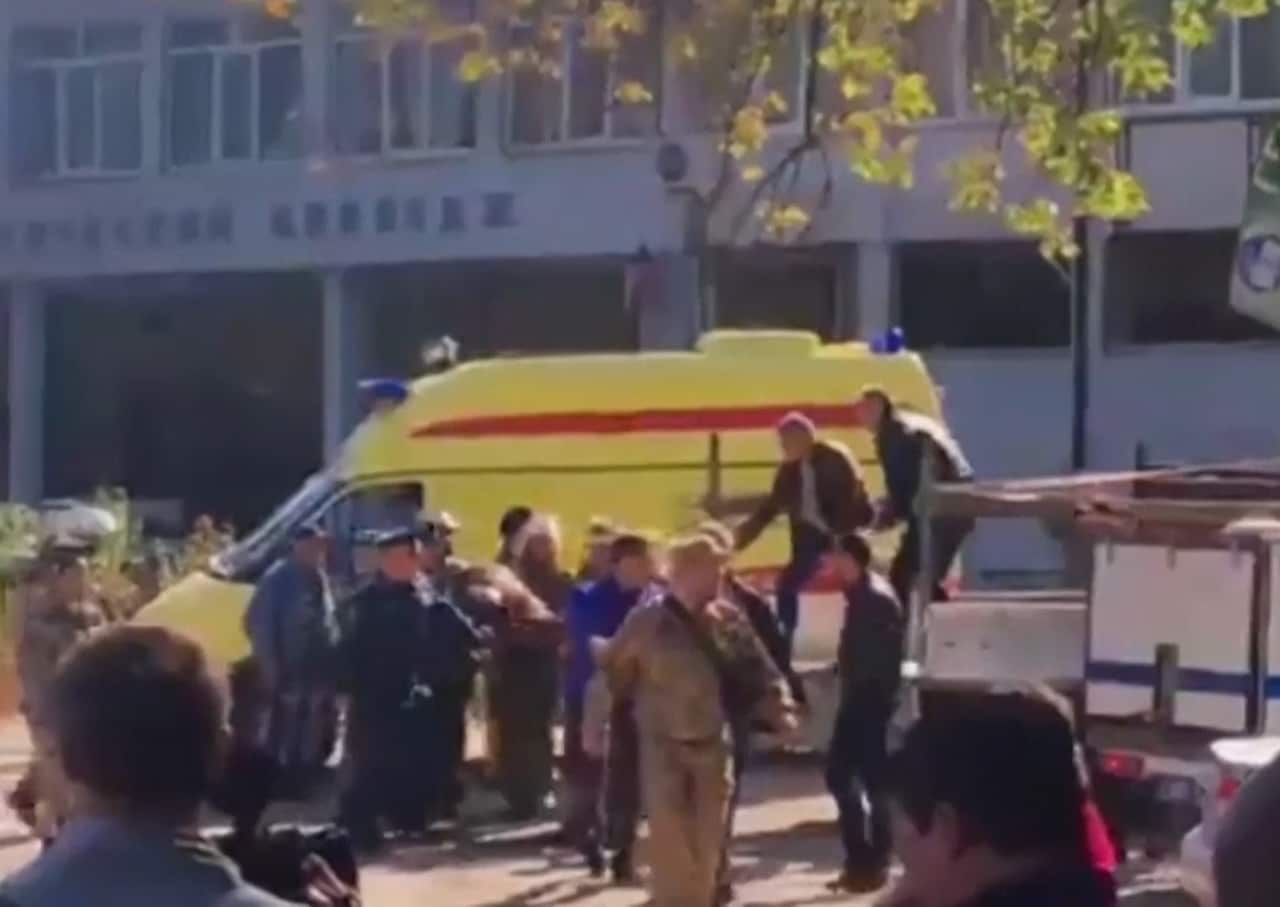 An ambulance at the scene.