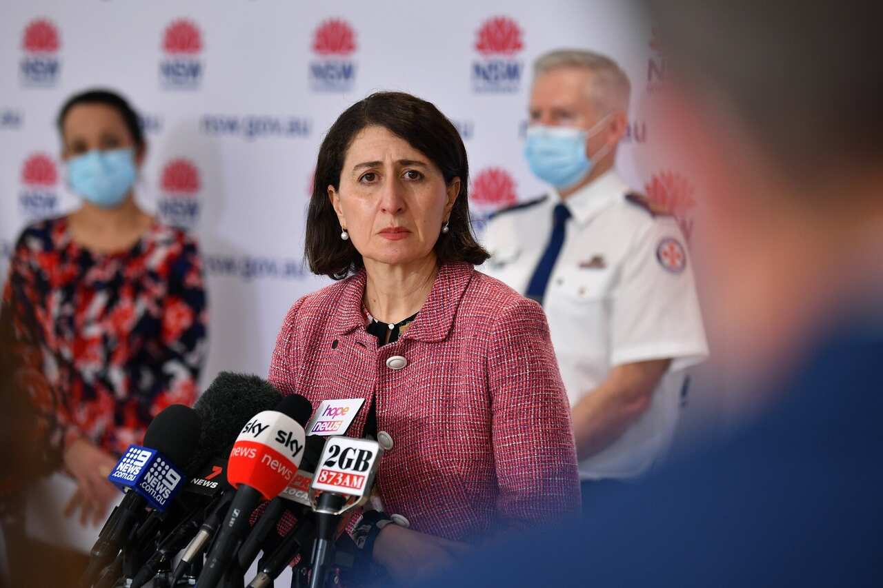 NSW Premier Gladys Berejiklian speaks to the media during a press conference in Sydney, Friday, September 10, 2021. (AAP Image/Joel Carrett) NO ARCHIVING