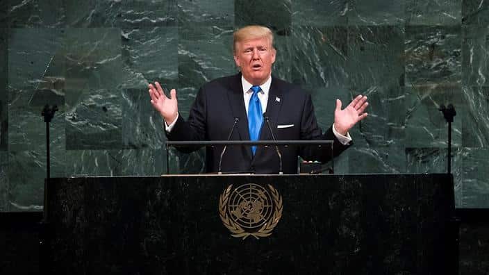 Trump speaking at the UN Assembly
