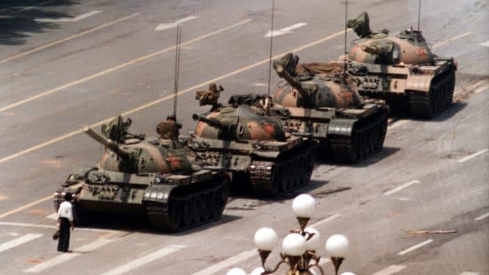 ‘Tank Man’ faces off with the PLA in Tiananmen Square.