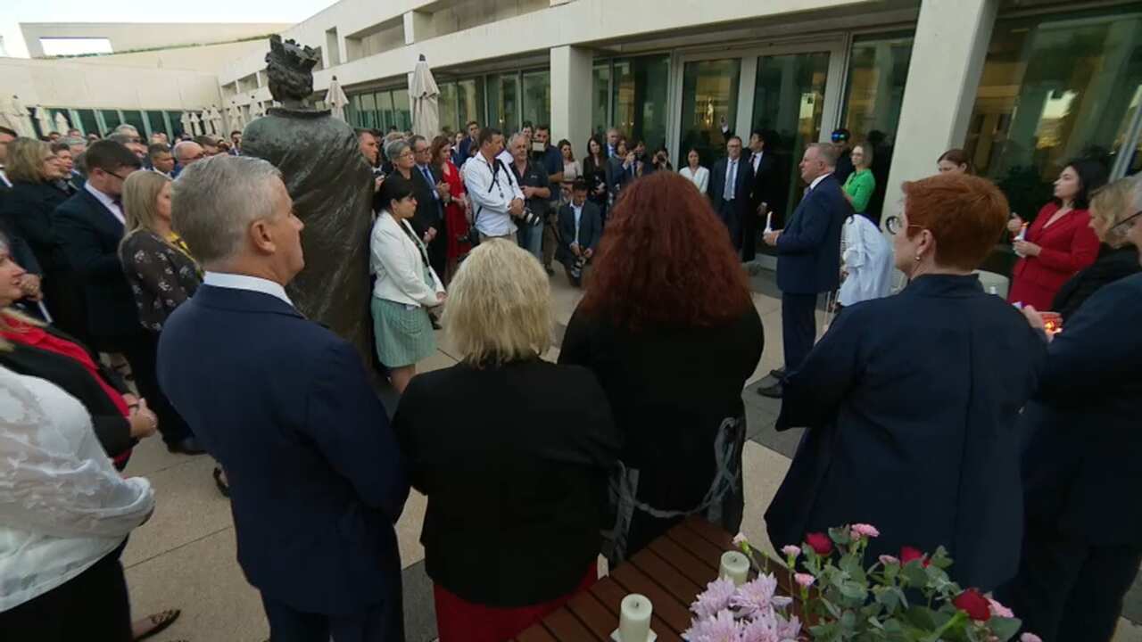 Federal politicians at a vigil in Canberra for Hannah Clarke and her three children