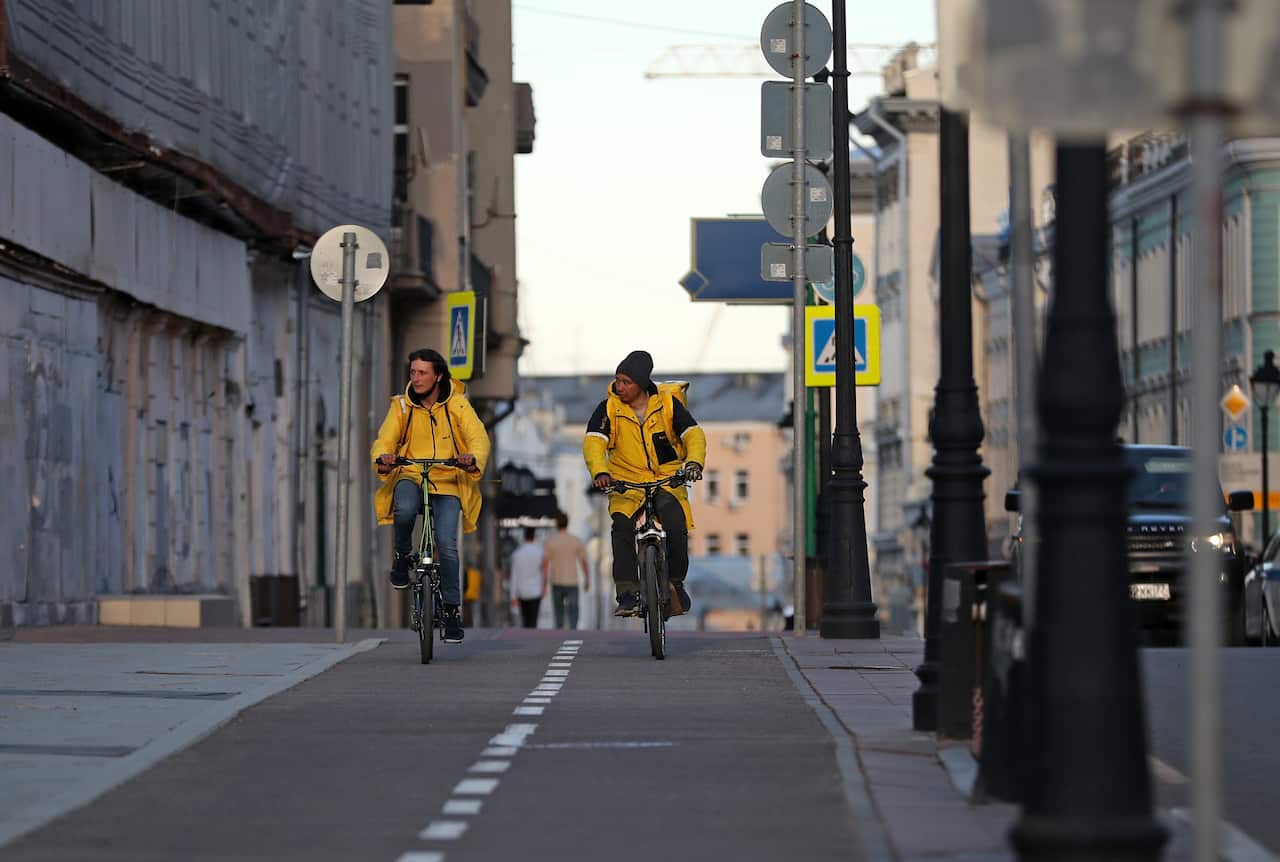 A near-deserted street in central Moscow (AAP)