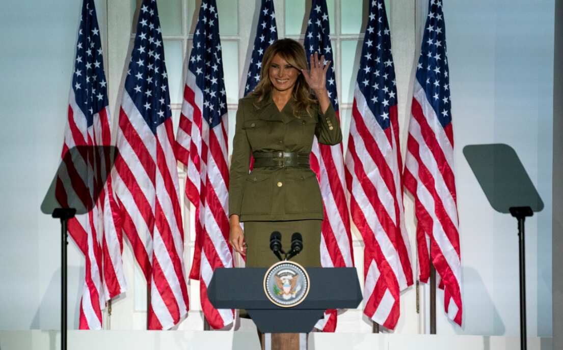 Melania Trump arrives to speak to the 2020 Republican National Convention