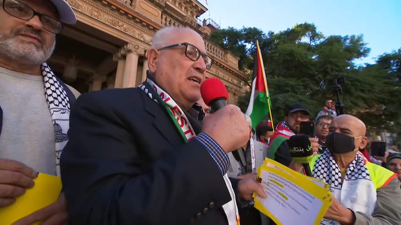 A man addressing the Sydney rally