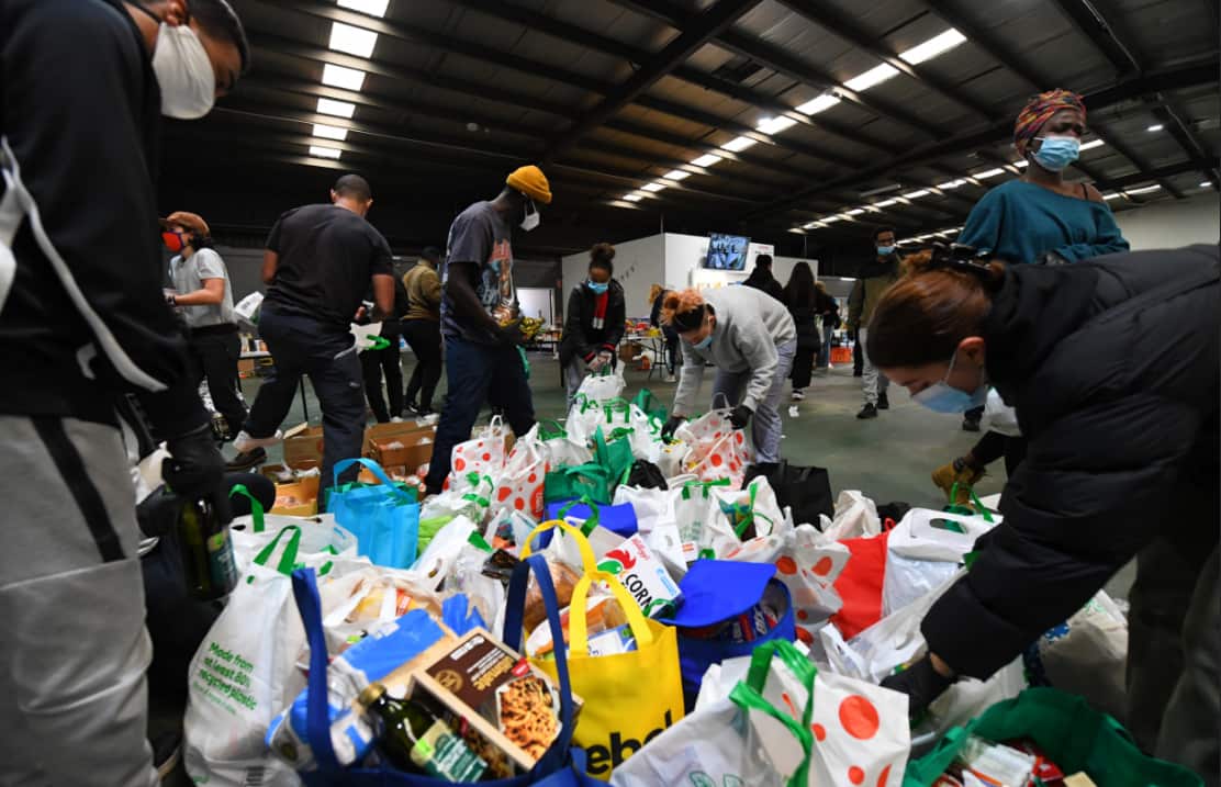 Volunteers at the Australian Muslim Social Services Agency in North Melbourne, Monday, July 6, 2020.
