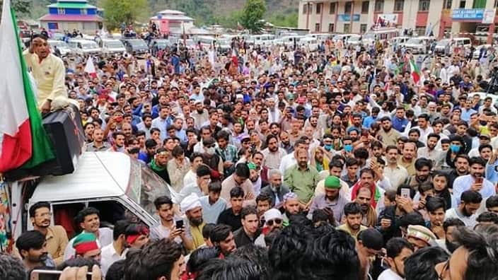 JKLF protesters at the march in Pakistan-administered Kashmir, October 2019