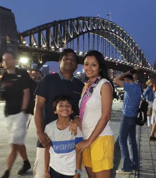 Abhijeet Sen with his wife and child.