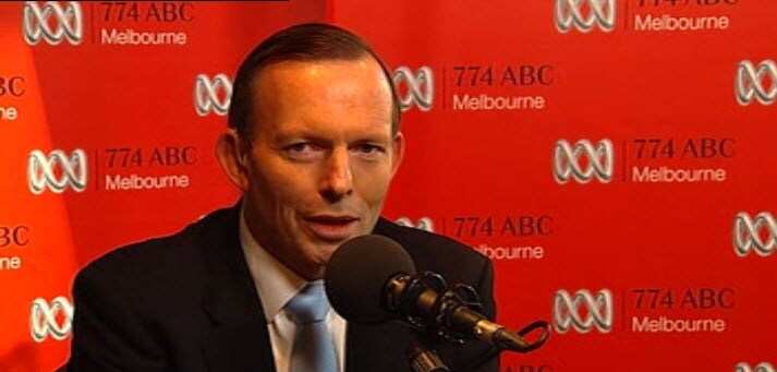 Prime Minister Tony Abbott has shared a wink and a smile with a radio host during a call from a grandmother who said she had been required to work on an adult sex line to make ends meet.