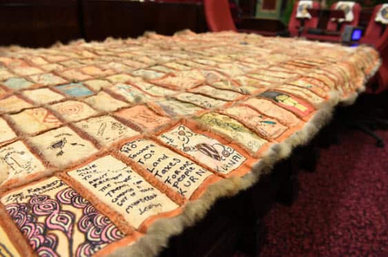 Aboriginal cultural items on display inside the Legislative Council of Victoria. (AAP)