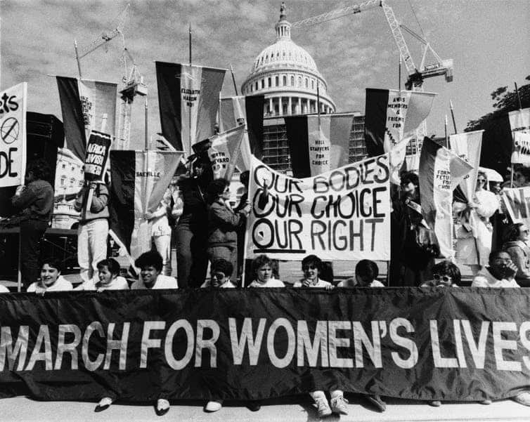 In Washington, D.C., March 10, 1986, thousands participated in the March for Women’s Lives, where they pressed for women’s right to birth control and legal abortion.