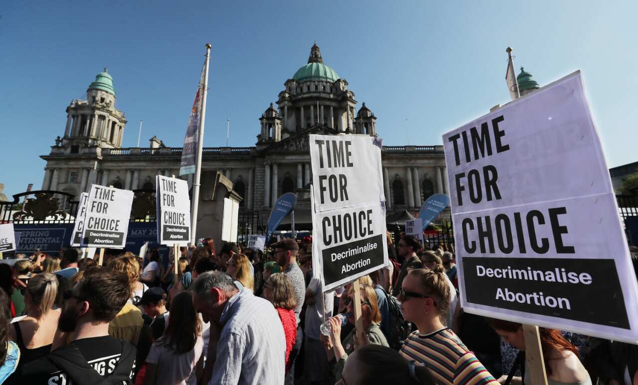 28/05/2018 05:30 People attend a People Before Profit protest calling of for provision of Abortion in Northern Ireland